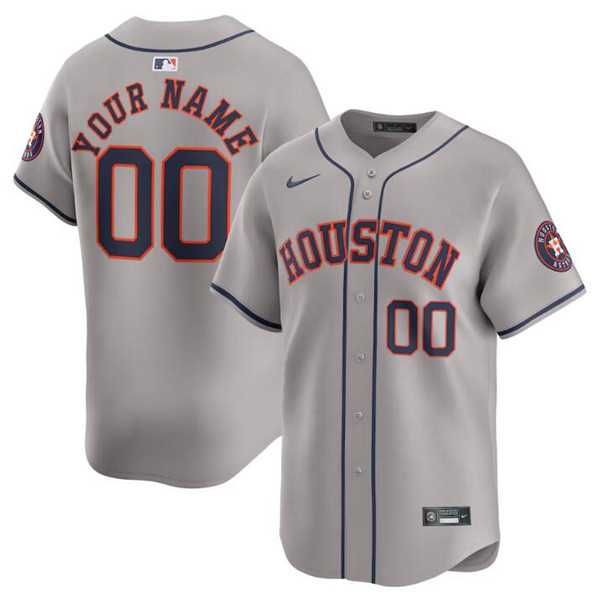 Men%27s Houston Astros Customized Gray 2024 Away Limited Stitched Baseball Jersey